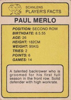 1981 Scanlens #75 Paul Merlo Back